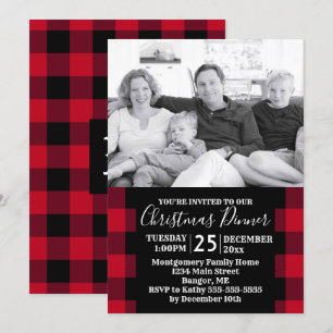 Invitación Cena de Navidades de foto de búfalos rojos rusos