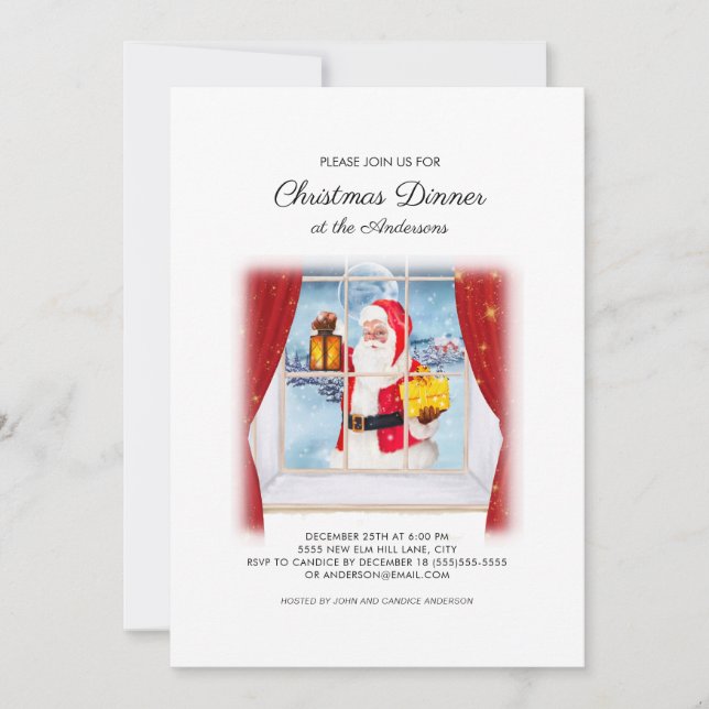 Invitación Cena de Navidades de la ventana de Santa Claus (Anverso)