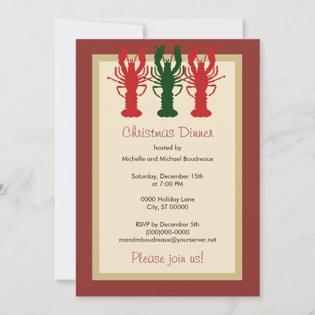 Invitación Cena de Navidades de langosta (Anverso)