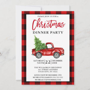 Invitación Cena de Navidades de pincel con camionetas rojas