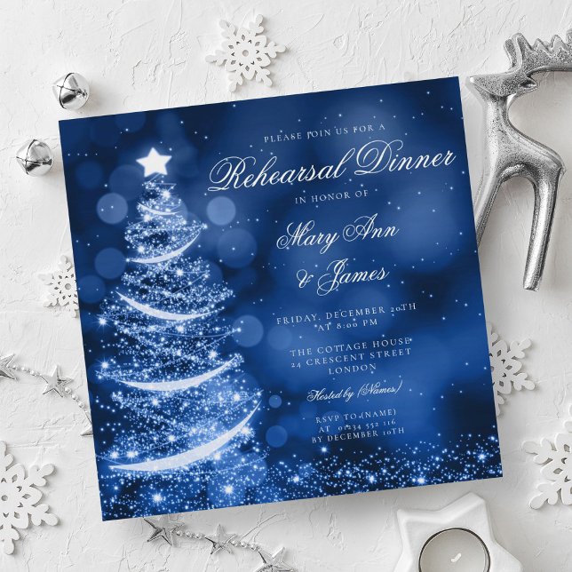 Invitación Cena de Navidades de Winter Wonderland (Winter Wonderland Christmas Rehearsal Dinner Invitation)
