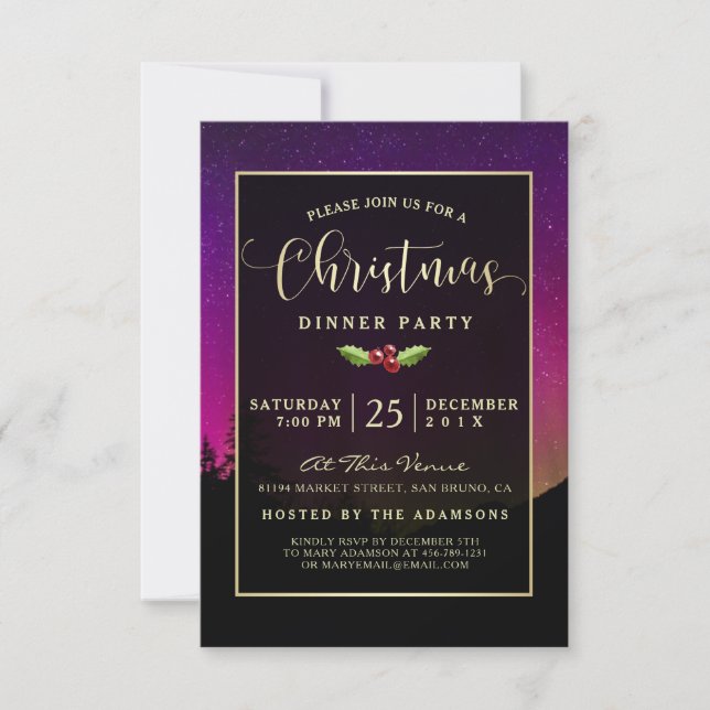 Invitación Cena de Navidades del cielo de Aurora modernos alu (Anverso)