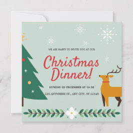 Invitación Cena de Navidades del Ilustracion popular verde az