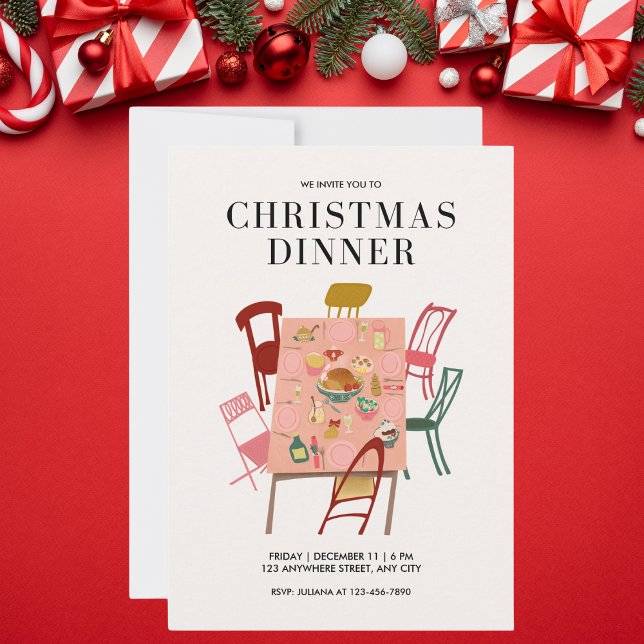 Invitación Cena de Navidades ilustrados y coloridos (Subido por el creador)