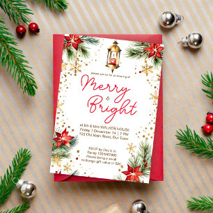Invitación Cena de Navidades merry y luminosos fiesta lantern