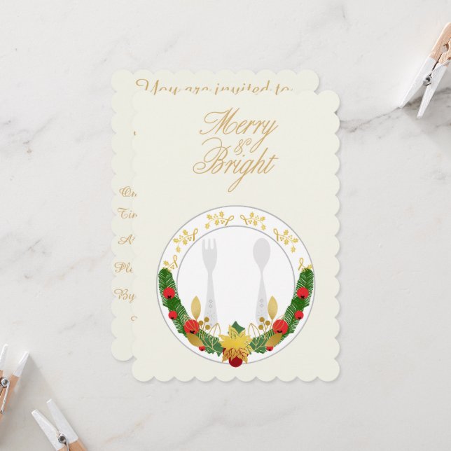 Invitación Cena de Navidades personalizables y brillantes (Anverso/Reverso In Situ)