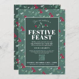 Invitación Cena de Navidades rojos verdes de la Fiesta de la