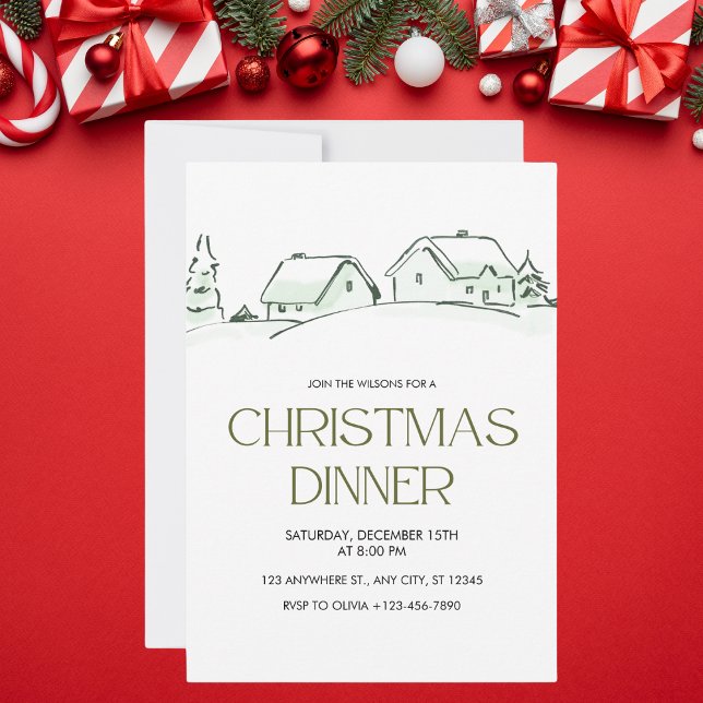 Invitación Cena de Navidades simples blancos y verdes (Subido por el creador)
