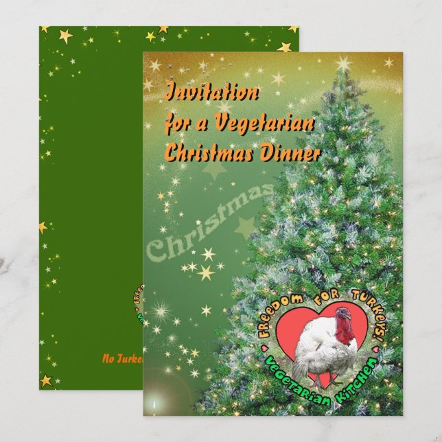 Invitación Cena de Navidades vegetarianos (Anverso / Reverso)