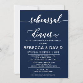 Invitación Cena de Navy y White Elegant con guión elegante
