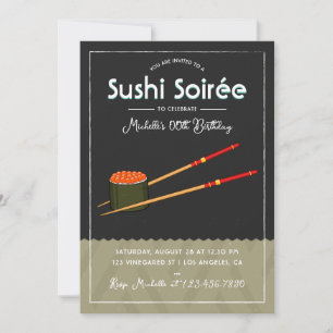 Invitación Cena de Noche de Sushi Moderno para Cualquier Ocas