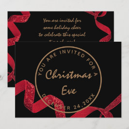 Invitación Cena de Nochebuena de Invierno Rojo Negro