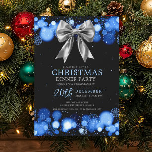 Invitación Cena de Nochebuena Fiesta Navideña Invierno Plata