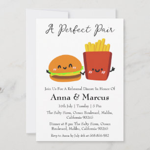Invitación Cena de novias perfecta para parejas con hamburgue