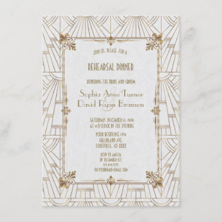 Invitación Cena de oro estilo Art Déco del Royal Fleur-de-Lis