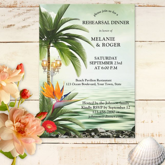 Invitación Cena de Palm Trees de Playa Tropical (Subido por el creador)