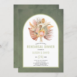 Invitación Cena de pampas con hierba y palmera verde