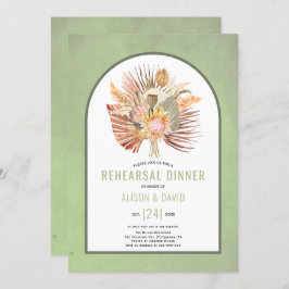 Invitación Cena de pampas con hierba y palmera verde