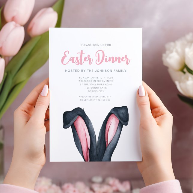 Invitación Cena de Pascua divertida de Bunny Ears (Funny Bunny Ears Easter Dinner Invitation)