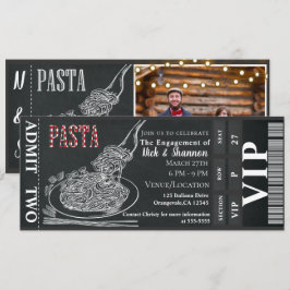 Invitación Cena de Pasta Tiza Cena de Compromiso Foto Boleto