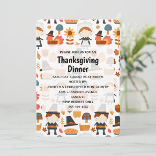 Invitación Cena de patrón de cosecha de peregrinos de Acción 