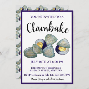 Invitación Cena de pescado de verano en la playa de Clambake