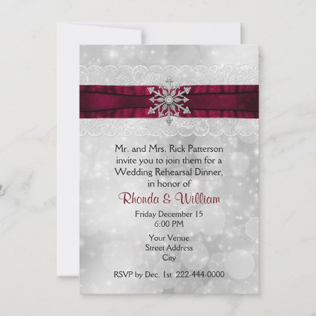 Invitación Cena de plata del ensayo de la boda del copo de (Anverso)