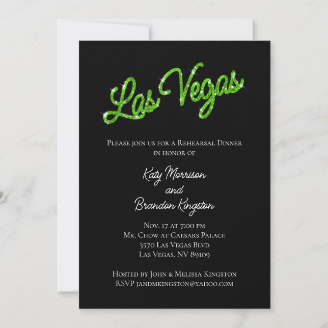 Invitación Cena de prueba de espárragos verdes de Las Vegas (Anverso)