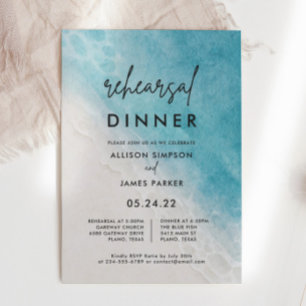 Invitación Cena de prueba de Ocean Watercolor Beach