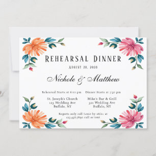 Invitación Cena de prueba de romántica acuarela
