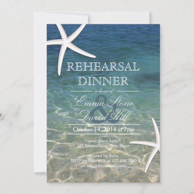 Invitación Cena de prueba de Starfish Beach Tropical (Anverso)