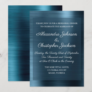 Invitación Cena de prueba elegante azul de la Marina