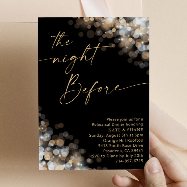 Invitación Cena de Purpurina de Bokeh de oro y plata (Subido por el creador)