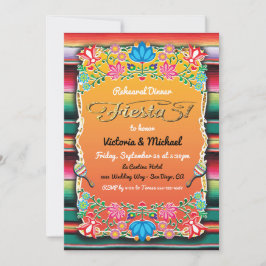 Invitación Cena de Purpurina de oro de Fiesta Mexicana