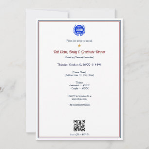 Invitación Cena de recaudación de fondos con logo de Otoño Es