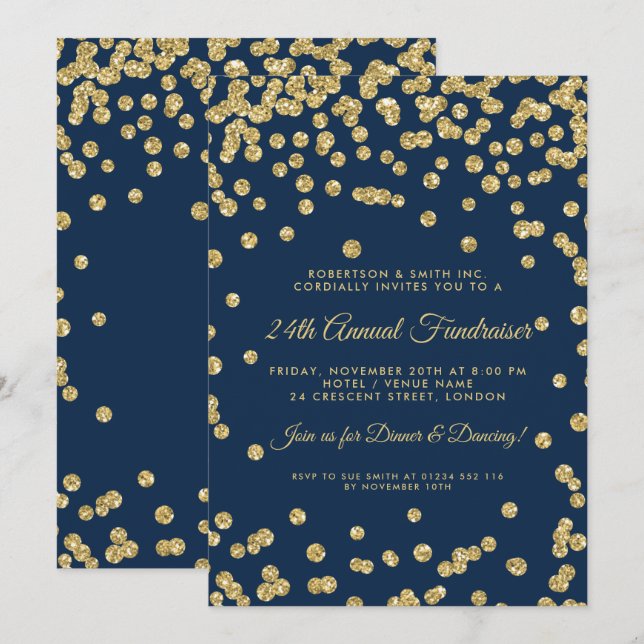 Invitación Cena de recaudación de fondos corporativos Confett (Anverso / Reverso)