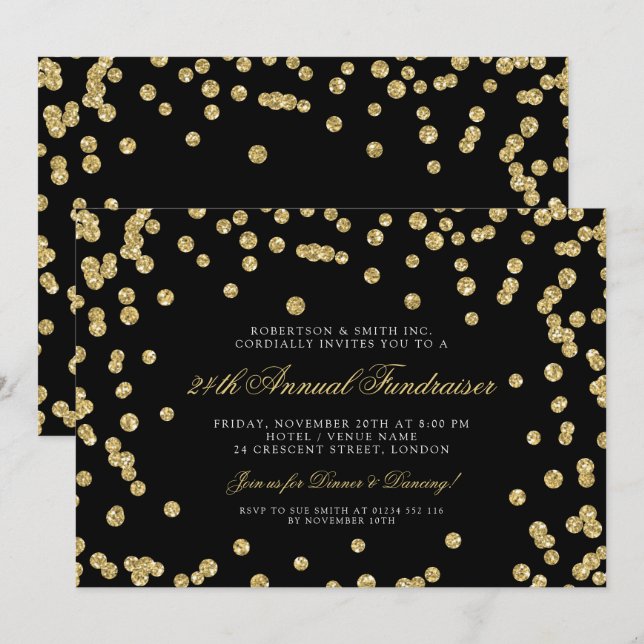 Invitación Cena de recaudación de fondos corporativos Confett (Anverso / Reverso)