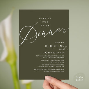 Invitación Cena de recepción de boda después de cenar felices