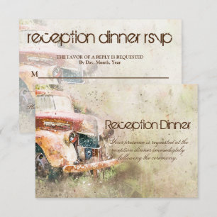 Invitación Cena de Recepción en Camión Rústico Antiguo RSVP P