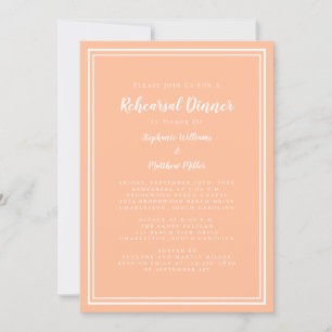 Invitación Cena de Rehearsal de Boda Simple Moderna Melocotón
