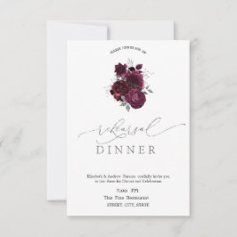 Invitación Cena de Rehearsal de Rosas de Borgoña