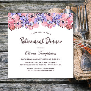 Invitación Cena de retiro floral de lavanda rosa Rubor