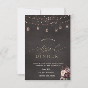 Invitación Cena de Rosas de Rustic String Lights