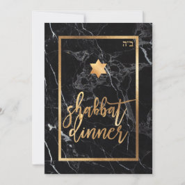 Invitación Cena de sabbat de PixDezines/Mármol Negro/Faux Gol