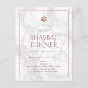 Invitación Cena de sabbat de PixDezines Mármol + Rosa de oro