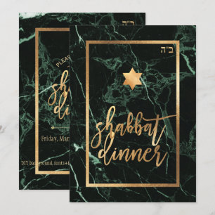 Invitación Cena de sabbat de PixDezines/Mármol verde/Faux Gol