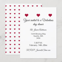 Cena de San Valentín de corazones rojos