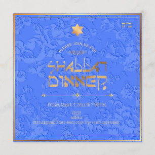 Invitación Cena de Shabat de PixDezines / Damask Azul de Acia