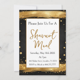 Invitación Cena de Shavuot Lujo Negro Oro Blanco