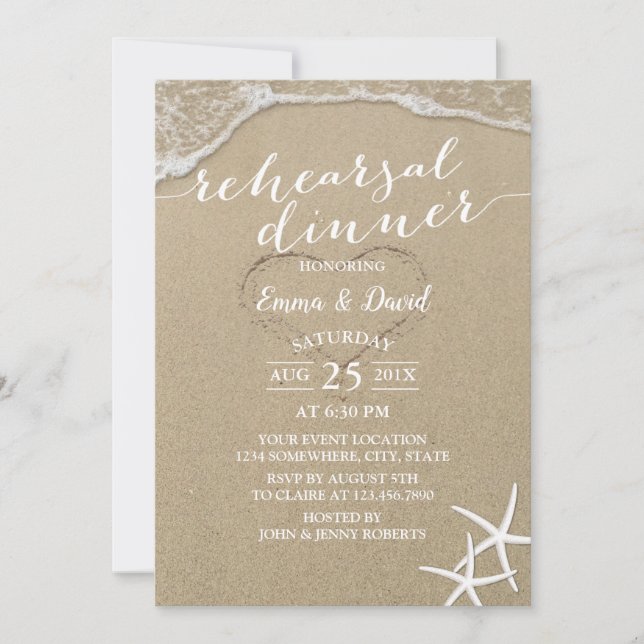 Invitación Cena de Starfish Beach Wedsal (Anverso)